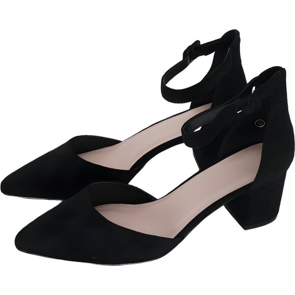 Black Suede Ankle Strap Heels - Picture 2 of 6